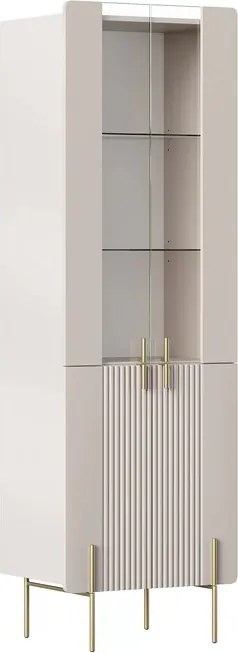 Witryna Malmi 60 cm czterodrzwiowa - kaszmir / złote nóżki