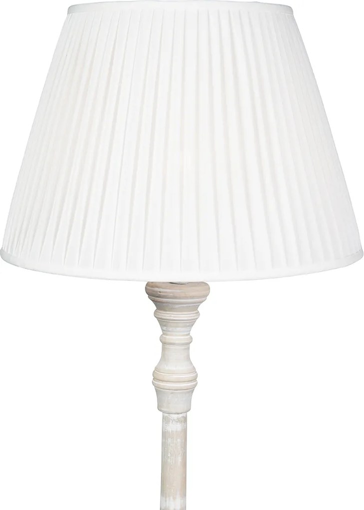 Inteligentna lampa stojąca szara z plisowanym abażurem białym w komplecie z WiFi A60 - Classico