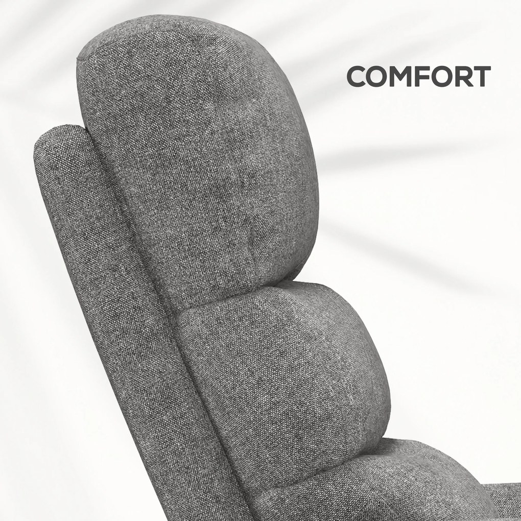 HOMCOM Fotel relaksacyjny z funkcją wstawania regulowane oparcie i podnóżek do 120 kg szary 66x90x96 cm | Aosom PL