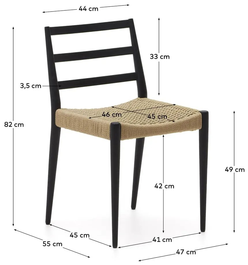 Czarno-naturalne krzesła z litego drewna dębowego zestaw 2 szt. Analy – Kave Home