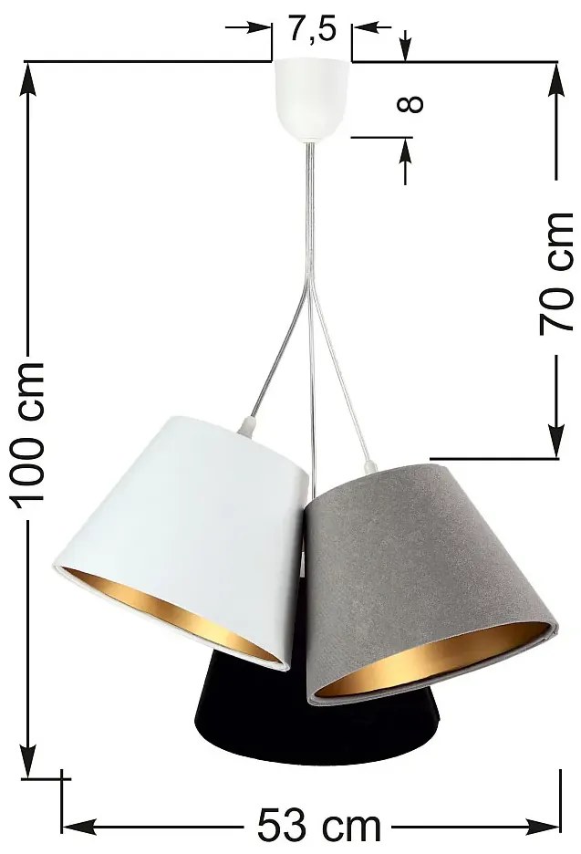 Trójkolorowa lampa wisząca ze złotym wnętrzem D9-A27