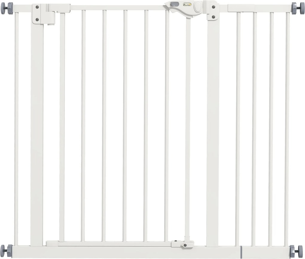 PawHut Bramka zabezpieczająca dla psów, bramka oddzielająca, bramka dla zwierząt domowych, Metal, Plastik, 74-80/87-94 cm, Biały