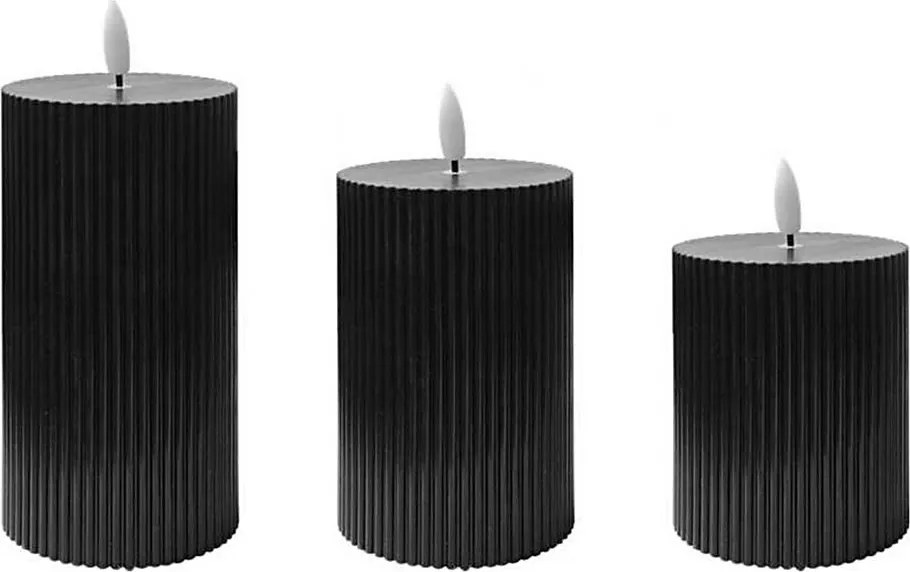 Zestaw 3x świec LED BRILLO LED/2xAA czarne + pilot zdalnego sterowania
