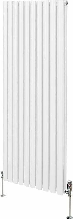 Grzejnik kolumnowy owalny i zawory - 1600 mm x 600 mm - biały