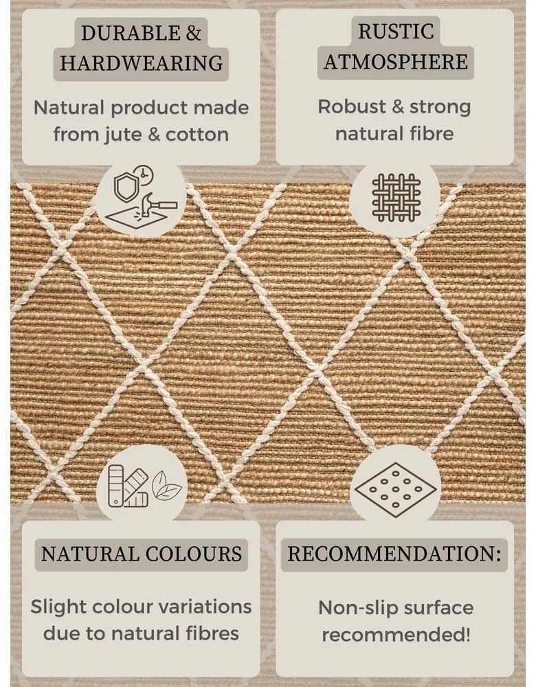 Dywan z juty tkany ręcznie w naturalnym kolorze 160x230 cm Kunu – Hanse Home
