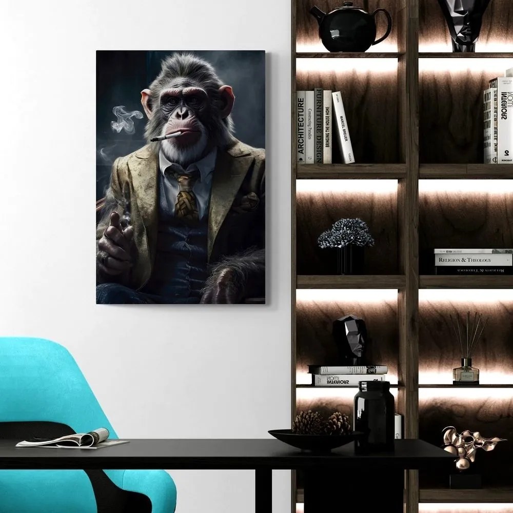 Obraz zwierzęcy gangster szympans