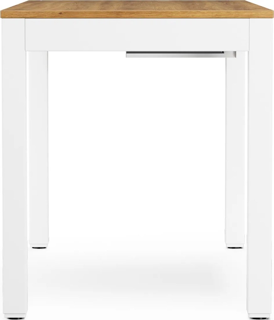 Biurko regulowane elektrycznie podnoszone białe/złoty dąb, 120x63 cm: EVAN