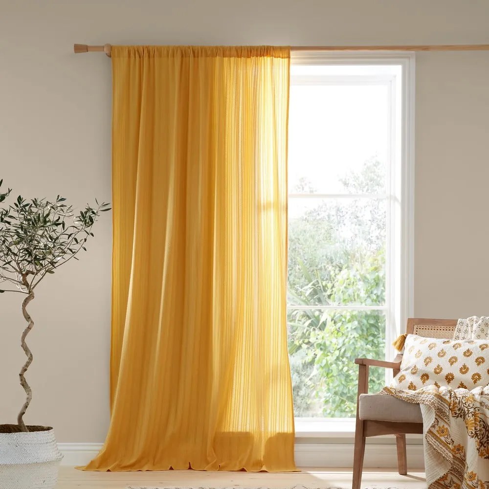 Żółta firanka 140x183 cm Zofia Broderie Anglaise – Pineapple Elephant