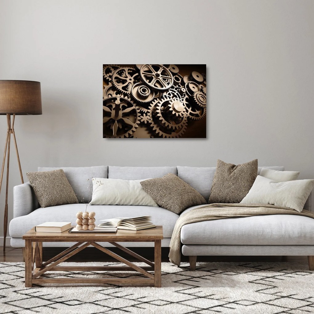 Obraz na szkle - Części zegara (70x50 cm)