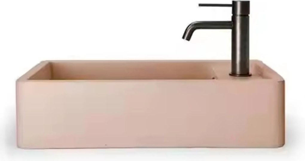 Umywalka z kamienia syntetycznego nablatowa / wisząca prostokątna różowa 43 cm x 25 cm EVELIA Pink : Otwory na baterię - Nie, Typ montażu - nablatowa