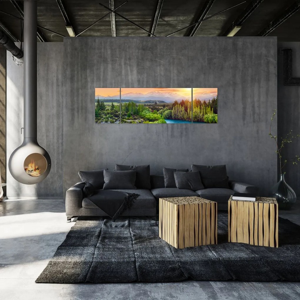 Obraz - Leśny krajobraz górski (170x50 cm)