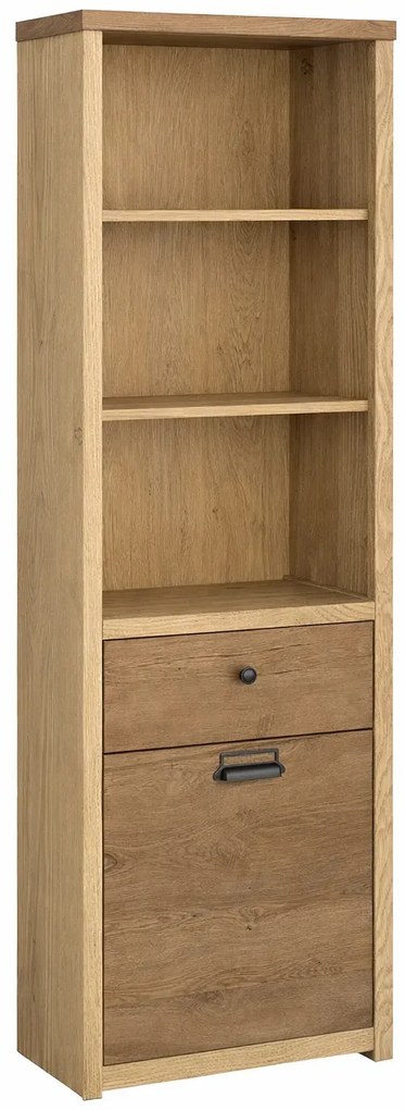 Regał otwarty z szufladą dąb cremona + dąb lefkas N7-D09
