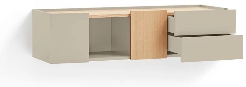 Beżowo-naturalna niska komoda w dekorze dębu 110x23 cm Otto – Teulat