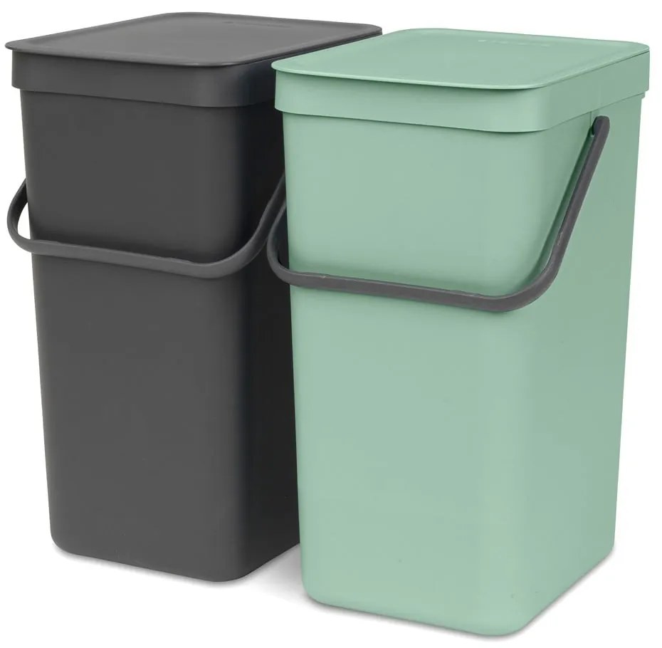 Miętowo-ciemnoszary plastikowy kosz na śmieci do segregacji odpadów do zabudowy 32 l Sort & Go – Brabantia