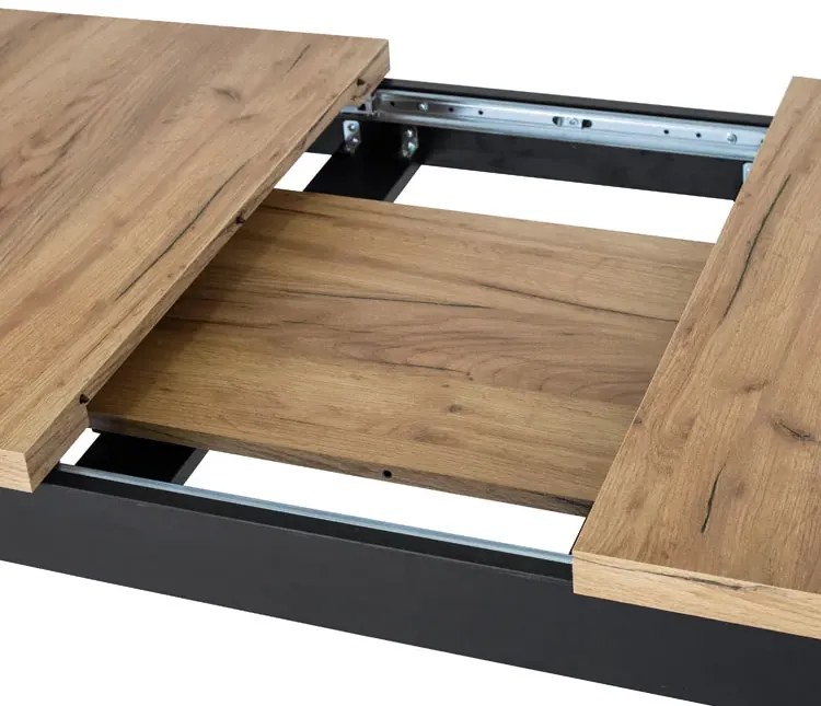 Nowoczesny prostokątny rozkładany stół dąb craft + czarny E9-W82