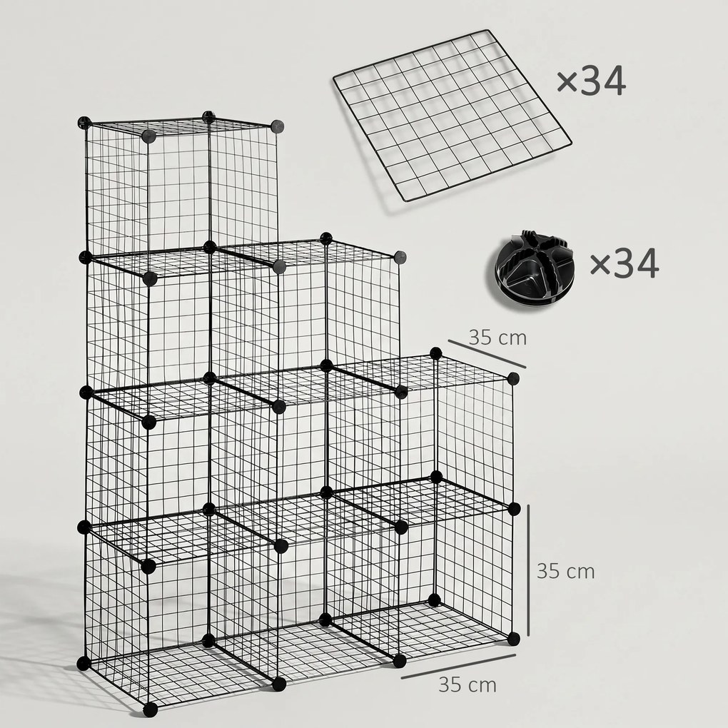 HOMCOM Półka na Buty Modułowa 9 Sześcianów Stal Czarny 35x35x35cm na Sześcian | Aosom PL