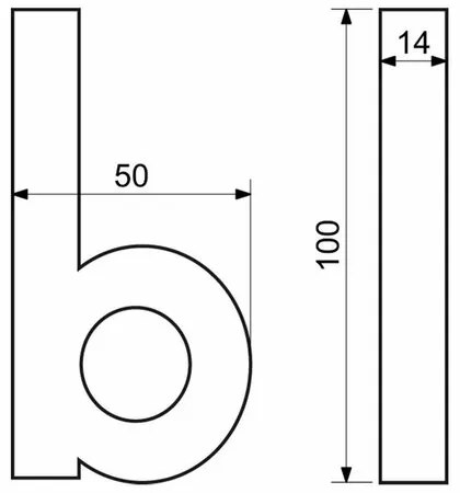 Aluminiowa litera b, 3D, powłoka strukturalna
