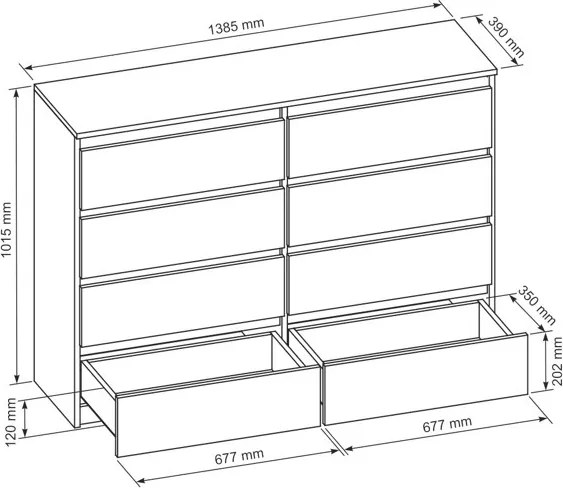 Komoda NUDO 138,5 cm do Salonu Sypialni Czarny