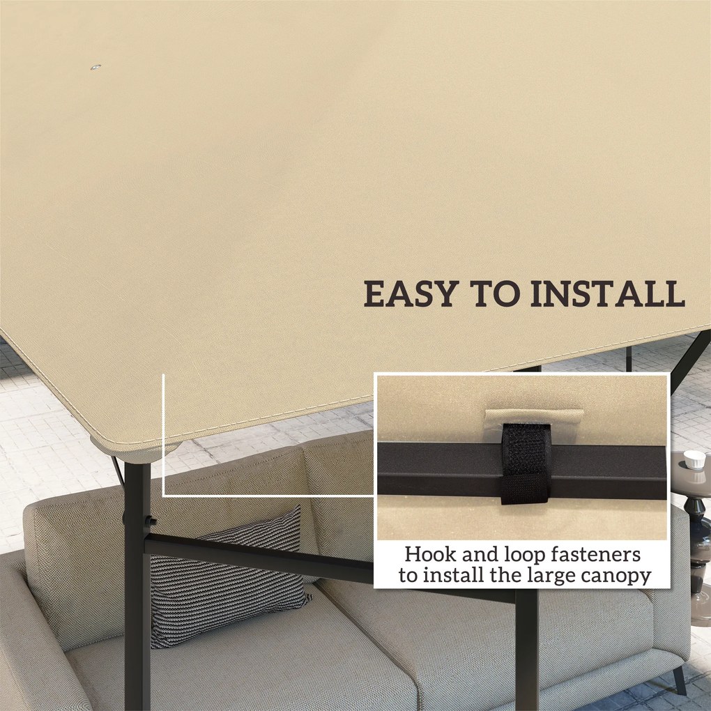 Outsunny Zamienny daszek do pawilonu 3 x 3 m wodoodporny daszek UPF30+ pokrowiec z tkaniny Oxford, 370 g/m², Beżowy | Aosom PL
