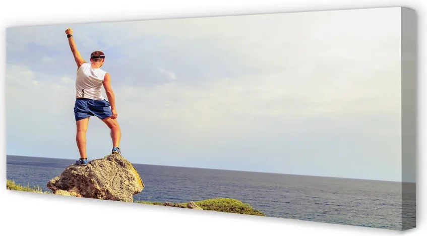 Obraz drukowany na płótnie Człowiek nad Morzem