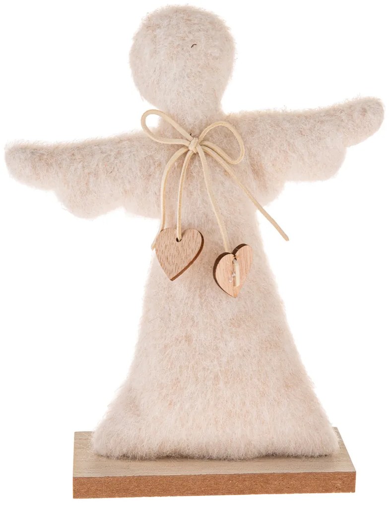 Dekoracja świąteczna Aniołek tekstylny 25,5 cm, włochaty polar