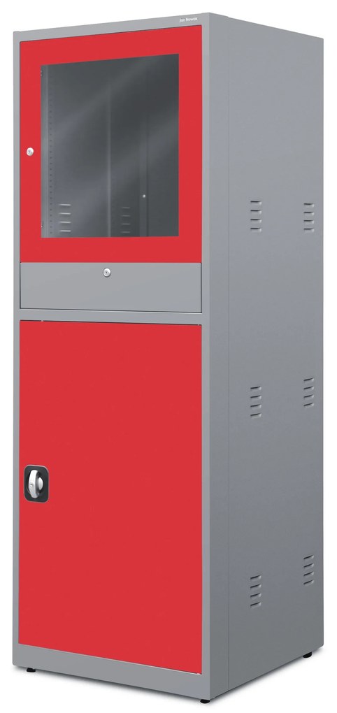 Szafa komputerowa, przemysłowa STEVE, 640 x 1750 x 630 mm, antracytowo-czerwona