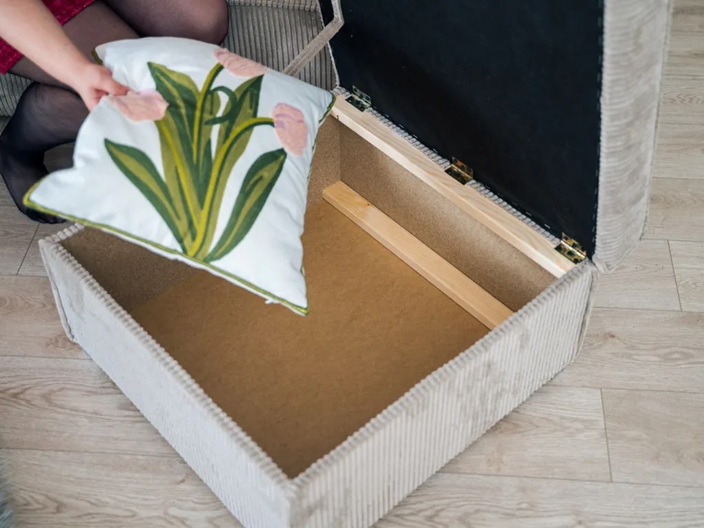 PROMOCJA Granatowy puf SMART COSARO z miejscem do przechowywania 65x65 cm II jakość