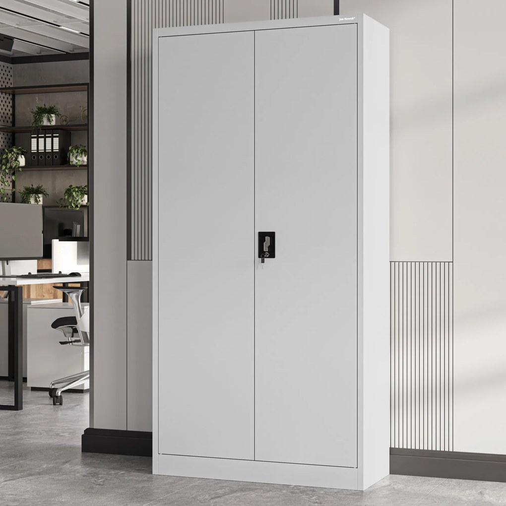 Biurowa szafa metalowa na akta JAN, 900 x 1850 x 400 mm szara