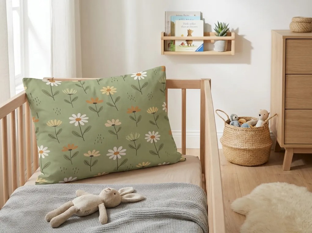 Bawełniana poszewka na poduszkę FLORAL NEST 40x60 cm, zielona