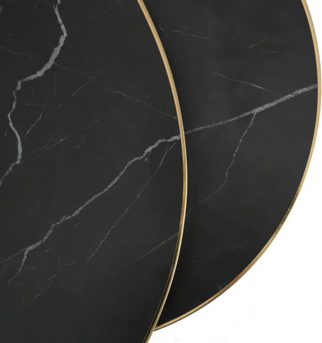Zestaw Stolików Kawowych ARON 70 cm/50 cm Czarny Marmur Glamour