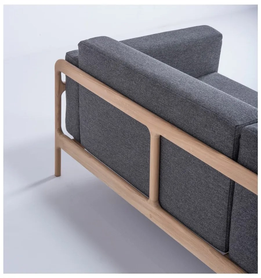Ciemnoszara sofa z konstrukcją z drewna dębowego Gazzda Fawn, 240 cm