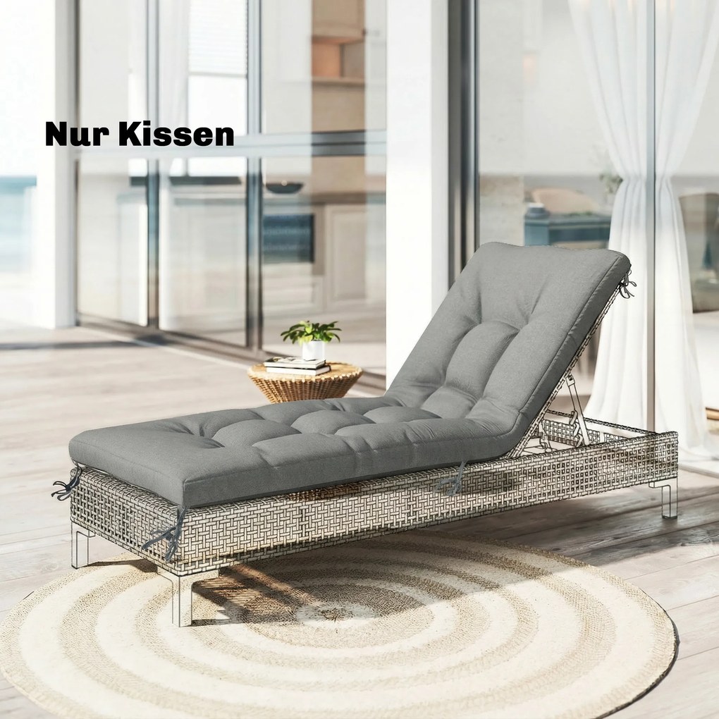 Outsunny Poduszka na Palety Zdejmowana Poduszka z Paskami Mocującymi Ogrodowa 198 x 65 x 13 cm Jasnoszary | Aosom PL