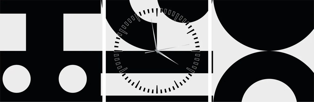 Obraz - Abstrakcja geometryczna N⁰3 (z zegarem) (90x30 cm)