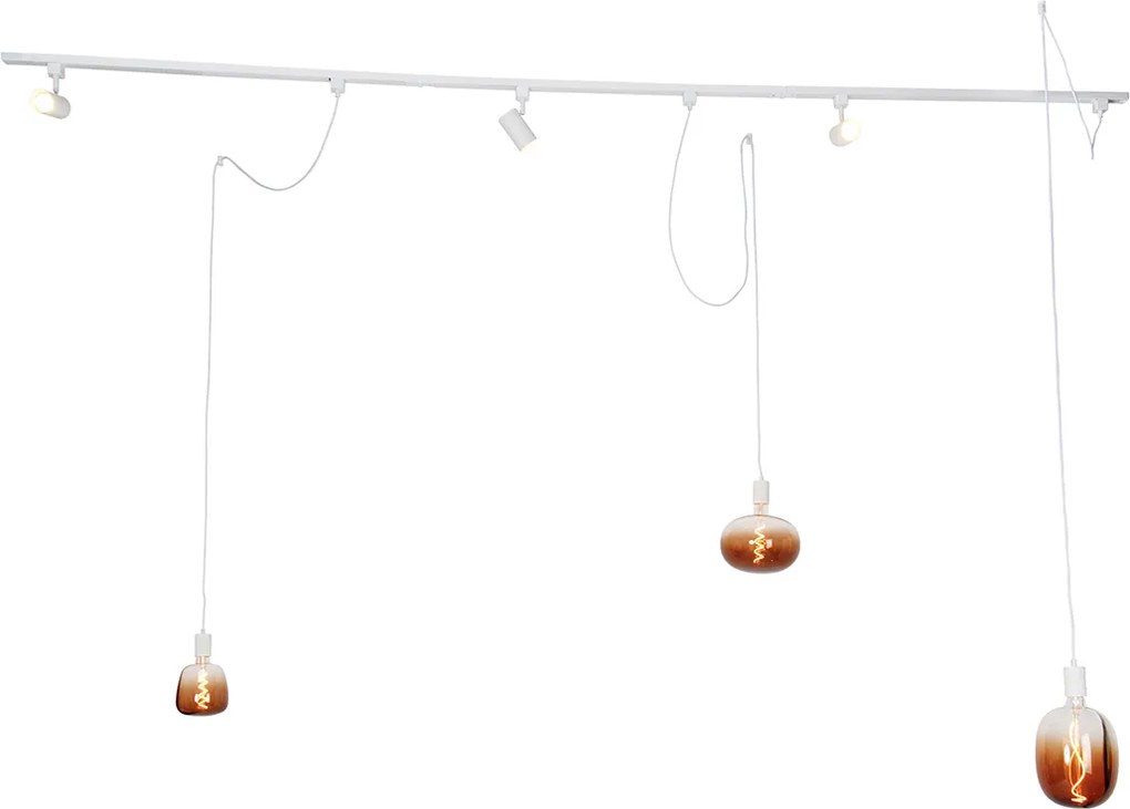 1-fazowy system szynowy z 3 reflektorami i lampami wiszącymi w kolorze białym - Cavalux Jeana