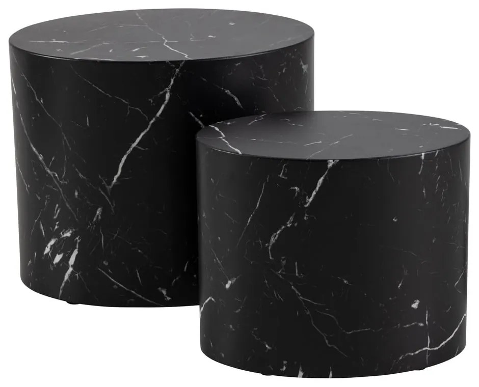 Czarne stoliki w dekorze marmuru zestaw 2szt. 48x33 cm Mice – Actona