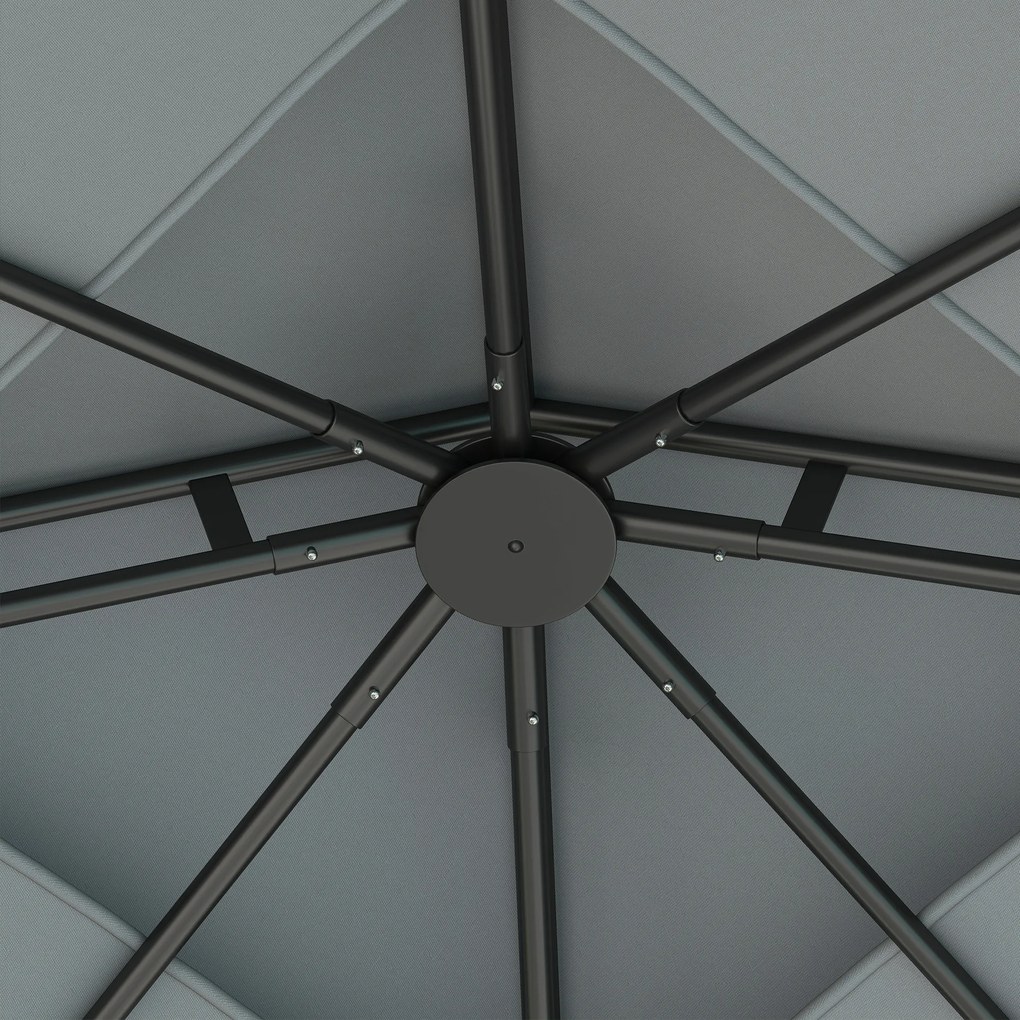 Outsunny Pavilon z podwójnym dachem, 3x3 m, wodoodporny, stabilny, zimowy, metalowy ogrodowy pavilon, Ciemnoszary