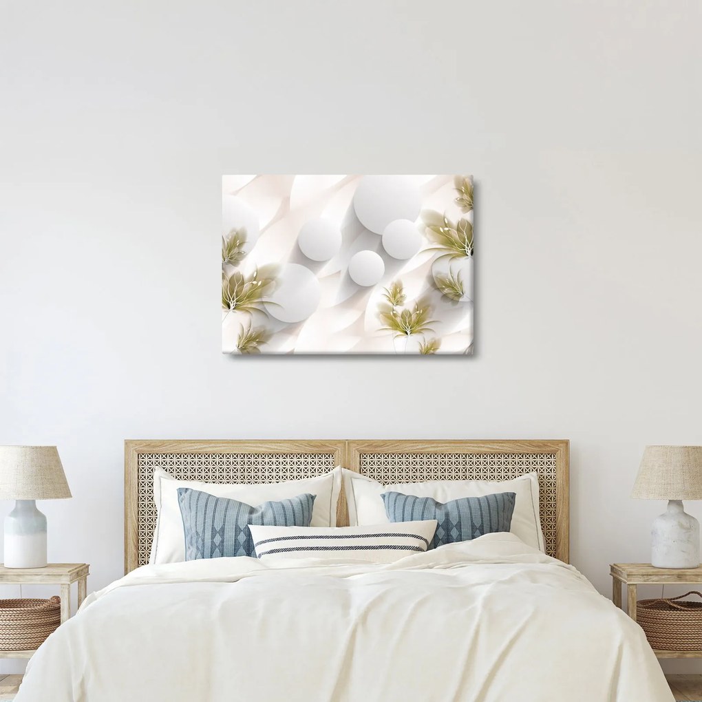 Obraz - 3D koła z kwiatami (70x50 cm)