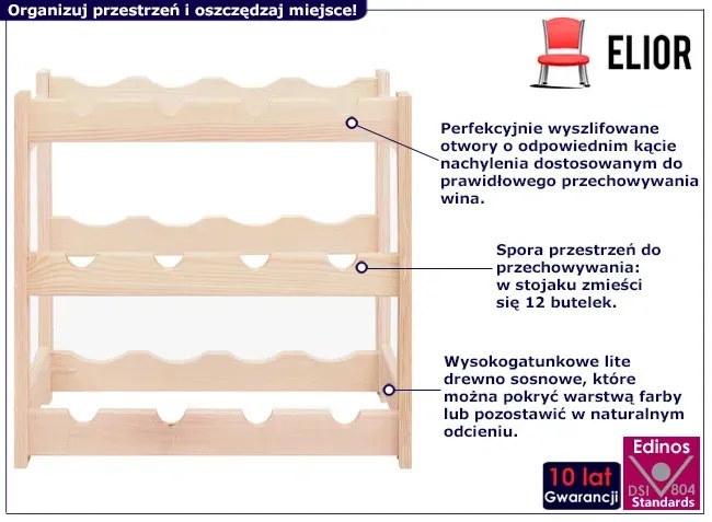 Stojak na wino z drewna sosnowego S8-E77