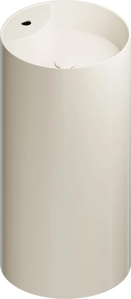 Umywalka z konglomeratu wolnostojąca okrągła beżowa błyszcząca 87 x 44 cm KALMI BEIGE GLOW z otworem na baterię