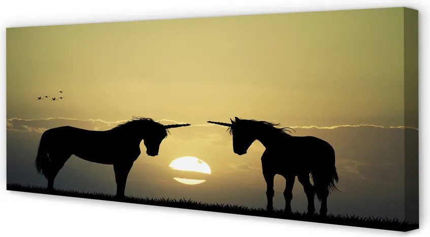 Fotoobraz na płótnie Jednorożce o Zachodzie Słońca