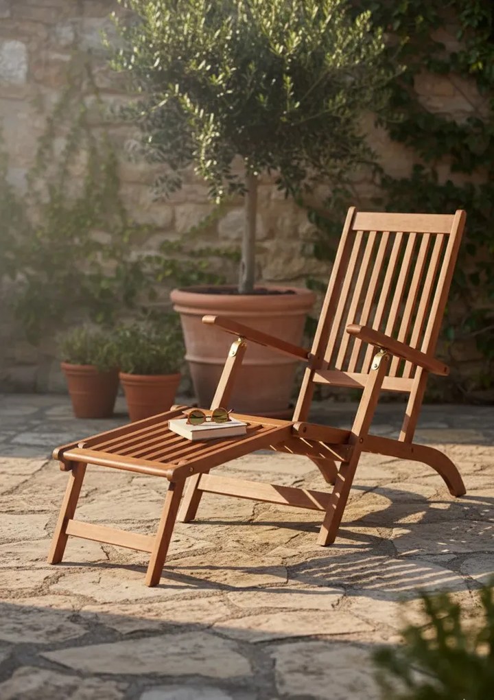 Brązowy leżak ogrodowy składany M3-K33