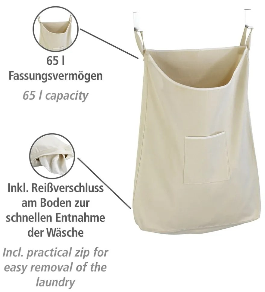 Beżowy wiszący kosz na pranie Wenko Door Laundry, 65 l