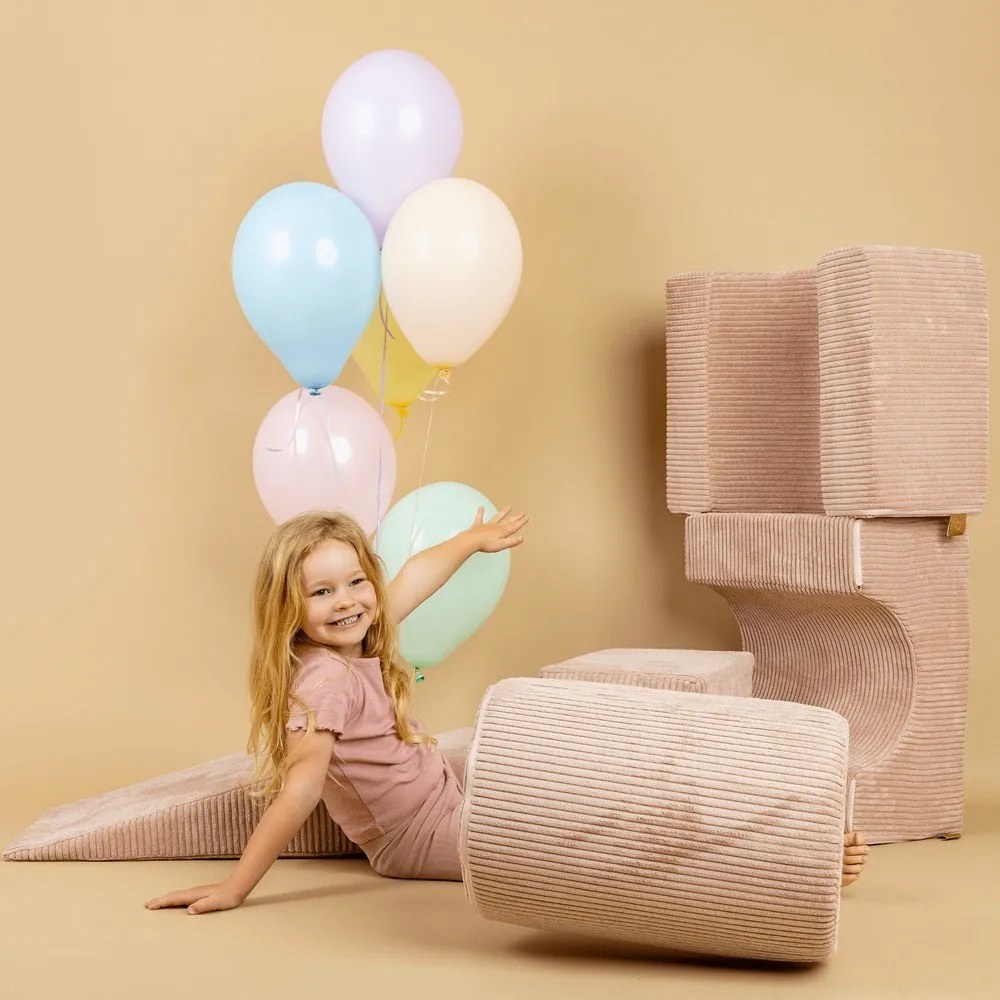 Kremowy sztruksowy piankowy plac zabaw 4 szt. wysokość 30 cm 45x170 cm Montessori – Meowbaby