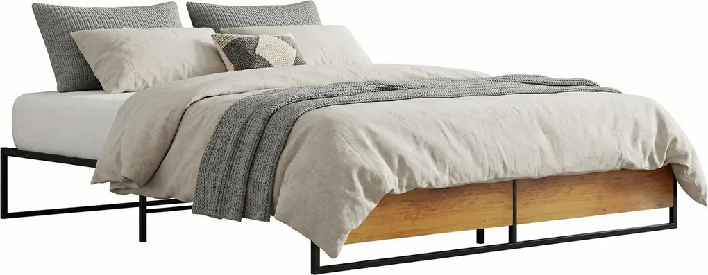 Czarne metalowe łóżko w stylu loftowym 200x200 cm C6-R35