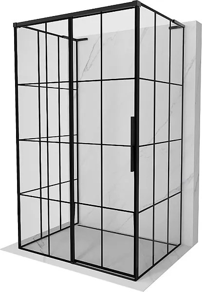 Mexen Rox-3S L kabina prysznicowa 3-ścienna rozsuwana lewa 155 x 80 cm, czarna kratka, czarna - 8C2L-155-080-70-77-3S-L