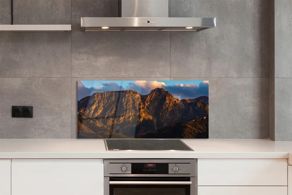 Szklany Panel Ognisty Zachód Słońca w Górach