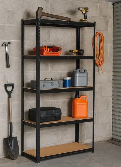 Czarny metalowy regał do garażu 180 cm - Filove 4X