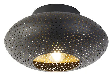 Orientalna lampa sufitowa czarna ze złotem 25 cm - Radiance