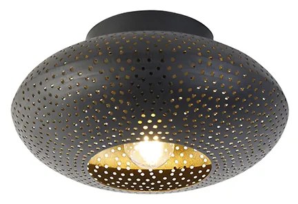 Orientalna lampa sufitowa czarna ze złotem 25 cm - RadianceKolonialny Oswietlenie wewnetrzne