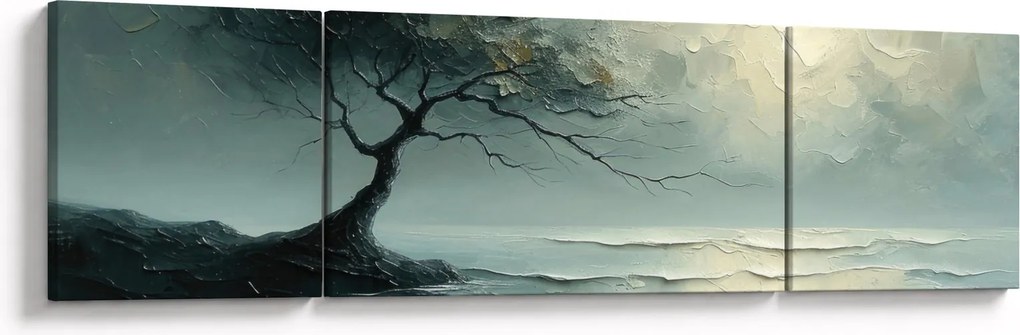 Obraz - Obraz olejny przedstawiający drzewo z oceanem (170x50 cm)
